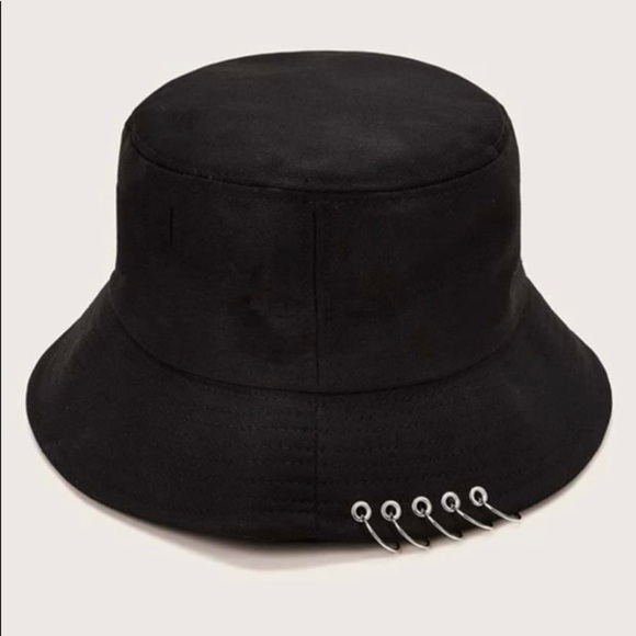 Solid Black Bucket Hat With Bling - Picture 1 of 5